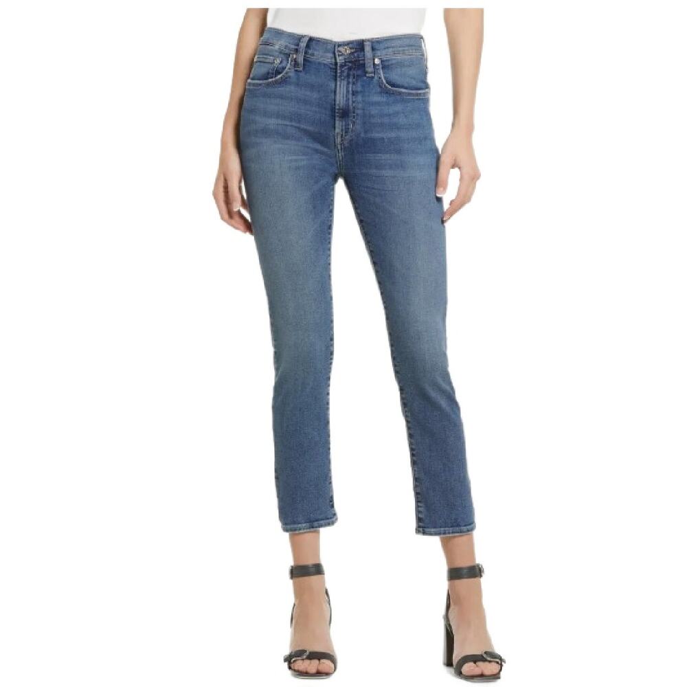 EDWIN Elin High Waist Straight Crop Jeans Size 28 in Vibe Medium Wash